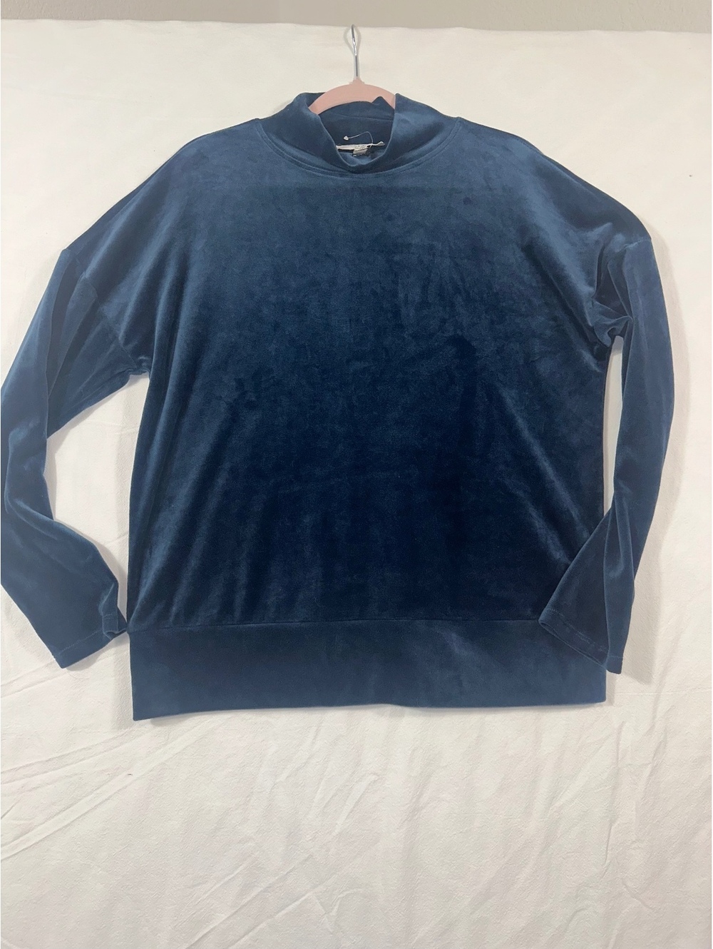 Cable & Gauge Studio blue velour pullover top M